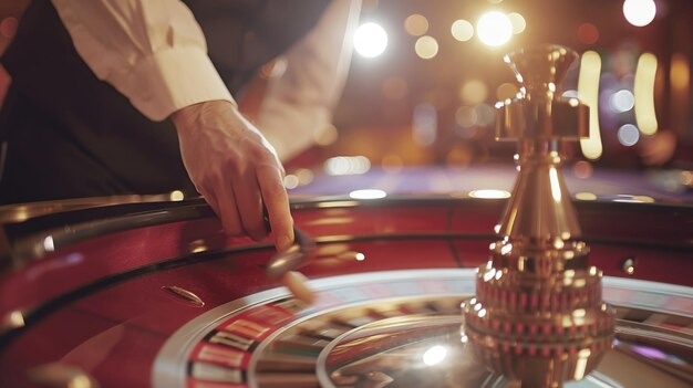 Roulette spins broadcast in HD quality Roulette wheel spinning during live broadcast